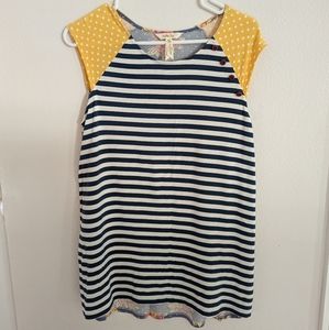 Matilda Jane Striped Blue Yellow Polka Dot Floral Top Women’s Size Medium